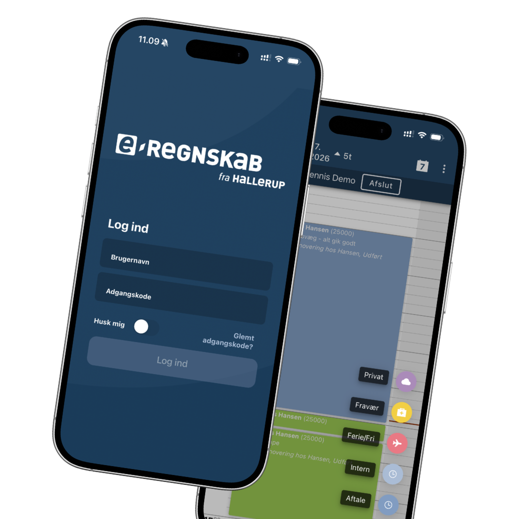 Mobilapp til håndværkere | e-regnskab fra Hallerup